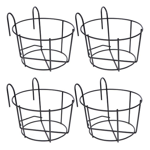 4 Pack Hanging Planters for Railings Rail Planter Hanging Baskets Flower Pot Holders Iron Plant Racks Metal Fence Planter Potted Stand Mounted Balcony Plant Baskets Container,Garden Steel Pots