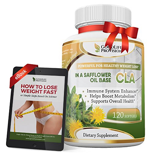 Best Pure CLA 1250 mg in a Safflower Oil Base Supplement, Conjugated Linoleic Acid - Helps Boost Metabolism and Strong Immunity  120 Weight Loss Softgels
