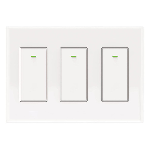 Smart Switch 3 Gang Alexa Smart Switch, 2.4Ghz in-Wall Smart Switch WiFi Light Switch Compatible with Alexa and Google Assistant, Neutral Wire Needed, No hub Required (Smart Switch 3 Gang(Button))