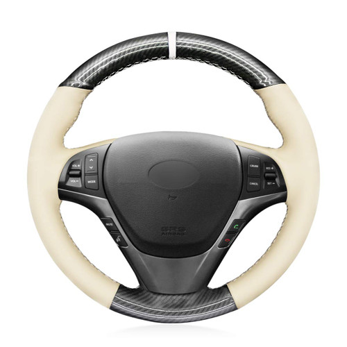 MEWANT Car Steering Wheel Cover Customized PU Carbon Fiber Microfiber Leather Car Steering Wheel Wrap for Hyundai Genesis Coupe 2010-2016