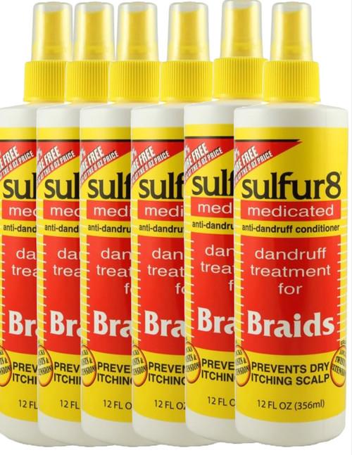 Sulfur-8 Dandruff Treatment For Braids 12 Ounce Spray (354ml) (Pack of 6)