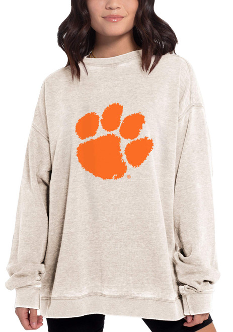 Chicka-d NCAA Clemson Tigers Womens Campus Crew Pullover, Oatmeal, Medium, 449_NC_PL Chicka-d NCAA Clemson Tigers Womens Campus Crew Pullover, Oatmeal, Medium, 449_NC_PL