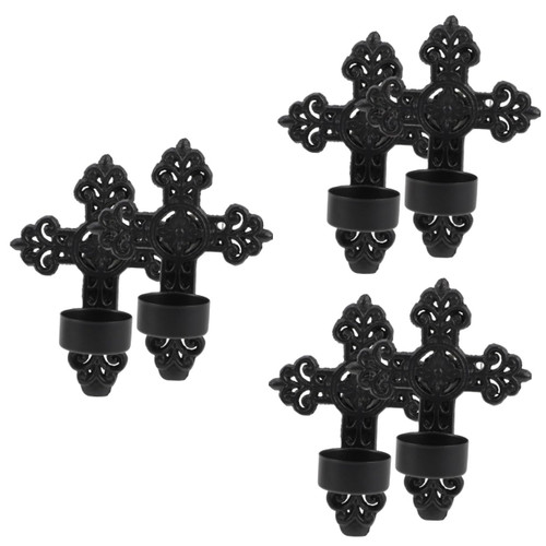 Garneck 6 pcs tealight Candle Stand Cross tealight Holder tealight Candle Wall Holder Metal tealight Holders Hanging Candlestick Stand Votive Candle Sconce Metal Stand Chic Pillar Iron