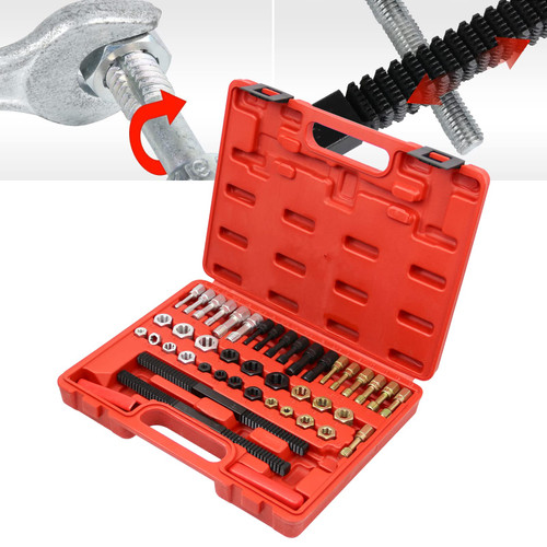 RULLINE 42PCS Thread Chaser Set Thread Repair Kit Thread Chaser Kit Thread Restorer Kit in UNC UNF and Metric Size with Rethreading Dies, Rethreading Taps,SAE Thread Files Rethread Repair Tool