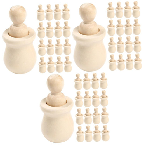 Toyvian 60 Pcs Wooden Man DIY Graffiti Dolls Wooden Peg People Wooden People DIY Painting Dolls Unfinished People Shapes Painting Figure Toy Craft Wood Peg Dolls Blank Child Supplies