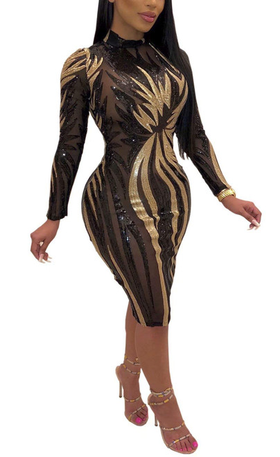 Aro Lora Womens Sexy Sequin Sheer Mesh See Through Long Sleeve Bodycon Midi Club Dress Medium Black Aro Lora Womens Sexy Sequin Sheer Mesh See Through Long Sleeve Bodycon Midi Club Dress Medium Black