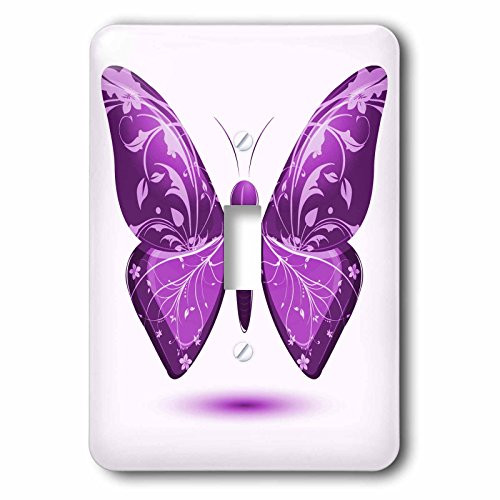 3dRose LSP_101576_1 Large Purple Butterfly with Flourish Wings Single Toggle Switch, Multicolor