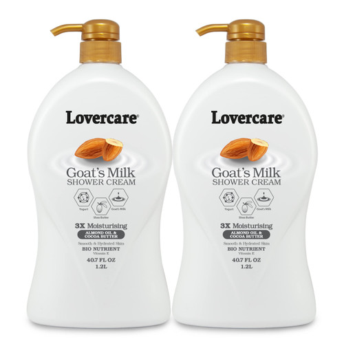 Lover's Care Goat's Milk Moisturizing Body Wash Shower Cream Almond Oil & Cocoa Butter 40.7 Fl.Oz - 2-pack
