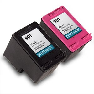 Printronic Remanufactured Ink Cartridge Replacement for HP 901 CC653AN CC656AN (1 Black 1 Color) 2 Pack