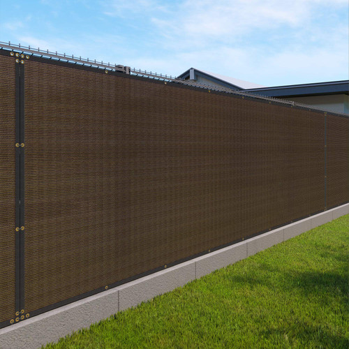 Windscreen4less 4' x 50' Privacy Fence Screen Heavy Duty Windscreen Fencing Mesh Fabric Shade Net Cover with Brass Grommtes for Outdoor Wall Garden Yard Pool Deck Brown