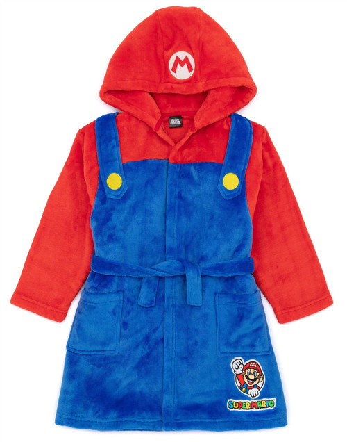 SUPER MARIO Dressing Gown Kids Girls Boys Game Character Pjs Bathrobe 5-6 Years