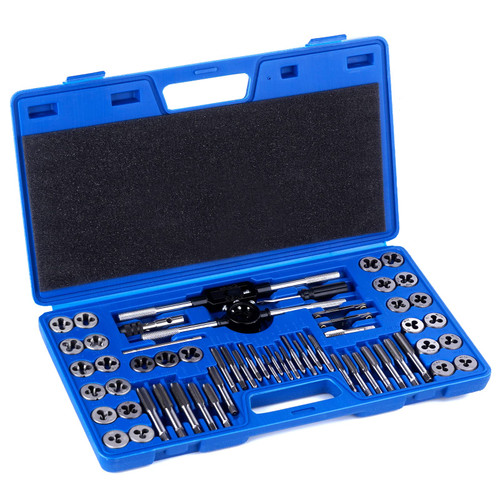 PROFLine 60 PCS Tap and Die Set Metric & SAE Size Tool Kit for Creating Repairing Tapping Coarse and Fine Internal Threads and External Threads with Storage Case