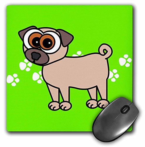 3dRose LLC 8 x 8 x 0.25 Inches Mouse Pad, Tan Pug and Paw Prints (mp_6128_1)