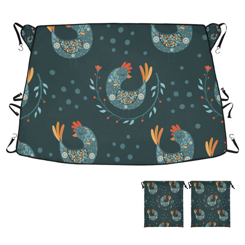 RunningBear Happy Thanksgiving Rooster Bird Windshield Snow Cover Car Windshield Cover for Ice and Snow Windshield Protector Snow and Wiper Protector for Most Cars Trucks Vans SUVs