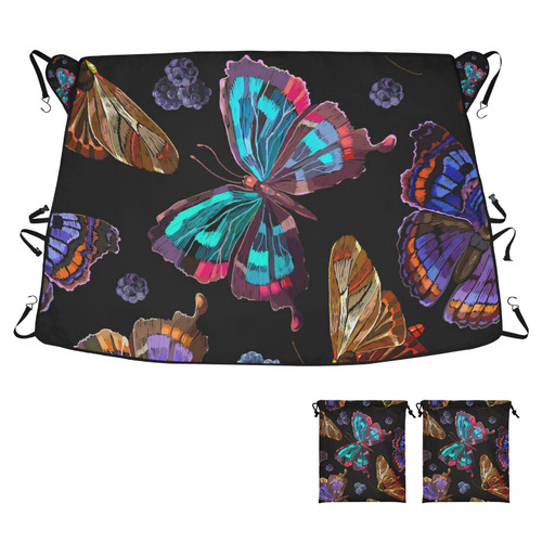 RunningBear Butterflies Berries Windshield Snow Cover Car Windshield Cover for Ice and Snow Universal Fit Windshield Snow Ice Removal Wiper Protector for SUV Sedan Van Truck