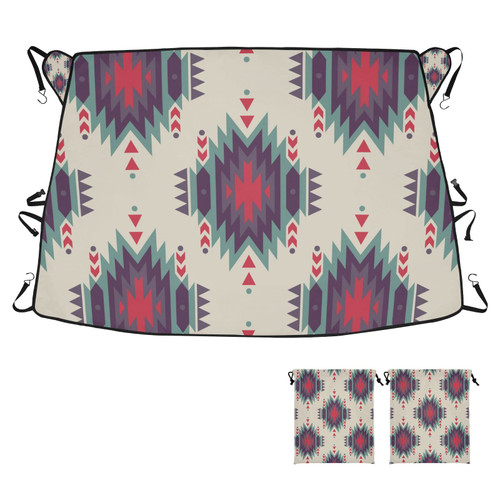 RunningBear American Indian Motifs Windshield Snow Cover Car Windshield Cover for Ice and Snow Car Windshield Snow Cover Sun & Snow-Shade for Most Cars Trucks Vans SUVs
