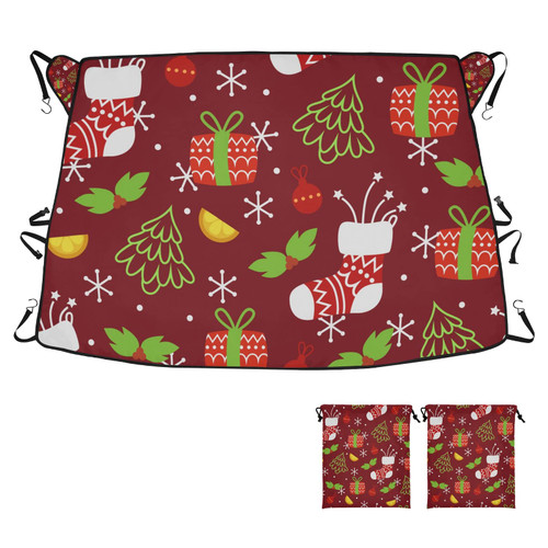 RunningBear Christmas Windshield Snow Cover Car Windshield Cover for Ice and Snow Windshield Cover Sun & Snow-Shade for Most Cars Trucks Vans SUVs