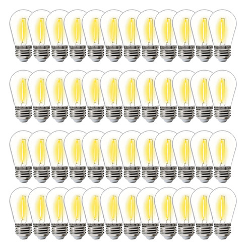 ALAMPEVER 48-Pack LED String Light Bulbs,S14 Outdoor String Light Bulbs Replacement?Shatterproof & Waterproof 1W E26 LED Bulbs?2200K Warm White?Non-Dimmable