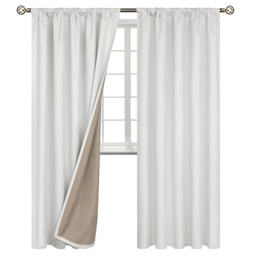 BGment Off White Blackout Curtains 108 Inch Length for Bedroom, 2 Panels Set Room Darkening Curtains Linen Textured Thermal Insulated Drapes for Living Room, 52 Inch Wide Each Panel