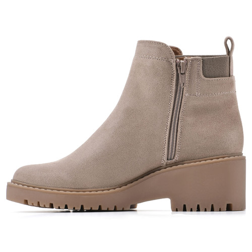 WHITE MOUNTAIN Shoes Dear Women's Chelsea Platform Wedge Boot, Sand/Fabric, 6 M