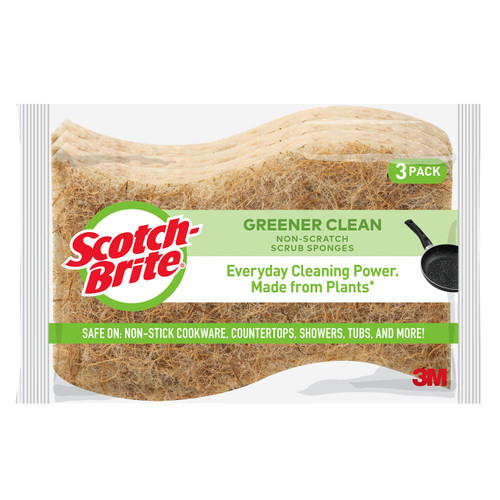 Scotch-Brite Greener Clean Natural Fiber Non-Scratch Scrub Sponge, 24 Count