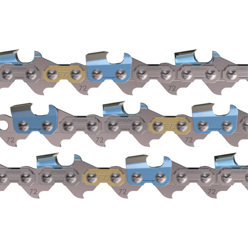 Oregon 3-Pack E72 PowerCut Replacement Chainsaw Chain for 20-Inch Guide Bars, 72 Drive Links, Pitch: 3/8", .050" Gauge,Grey