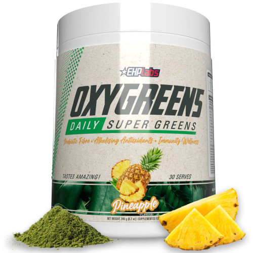 EHPlabs OxyGreens Super Greens Powder - Spirulina Powder, Super Greens Powder Superfood with Prebiotic Fibre, Alkalizing Antioxidants & Immunity Wellness, 30 Serves (Pineapple) EHPlabs OxyGreens Super Greens Powder - Spirulina Powder, Super Greens Powder Superfood with Prebiotic Fibre, Alkalizing Antioxidants & Immunity Wellness, 30 Serves (Pineapple)