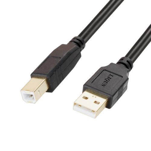 USB 2.0 A Male to B Male Printer Cable - 15 Feet Gold Plated for Printer / Scanner black