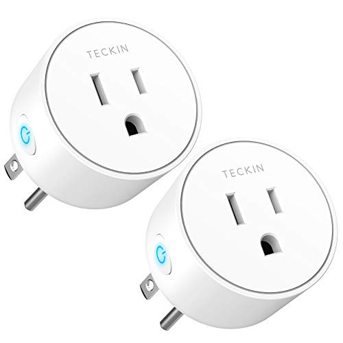Smart Plug Mini Outlet Compatible with Amazon Alexa and Google Assistant, TECKIN Wifi Enabled Remote Control Smart Socket with Timer Function, No Hub Required,White, 2 Pack