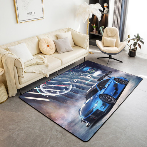 Erosebridal Kids Race Car Area Rug for Bedroom Playroom, Sports Car Living Room Rugs, Extreme Sport Theme Rug, Modern Carpet Runner Non Slip, Non Shedding Decorative Washable Rug, 3x5