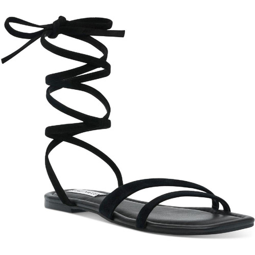 Steve Madden Womens Garvan Suede Strappy Gladiator Sandals Black 6 Medium (B,M)