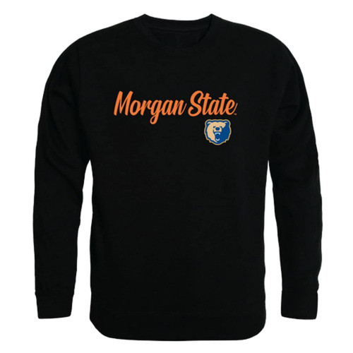 W Republic Morgan State University Bears Script Crewneck Pullover Sweatshirt Sweater Black Medium
