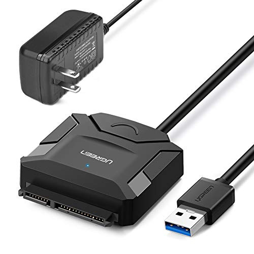 UGREEN USB to SATA USB 3.0 to Hard Drive Adapter Cable Converter for 2.5 3.5 Inch Hard Drive Disk HDD and SSD Support UASP SATA III with 12V 2A Power Adapter