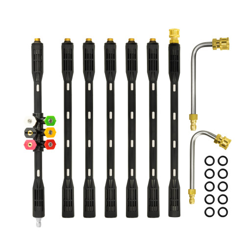 LHUKSGF Pressure Washer Extension Wand, 9 Pack Gutter Cleaning Tools Extension Wands, Gutter Cleaner Accessories, Nozzle Tips, Curved Rod, 1/4" Quick Connect, 4000PSI