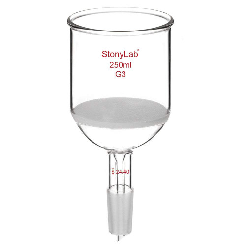 stonylab Buchner Filtering Funnel, Borosilicate Glass Buchner Filtration Funnel with Fine Filter Disc (G3) and 24/40 Lower Standard Joint, 250 ml