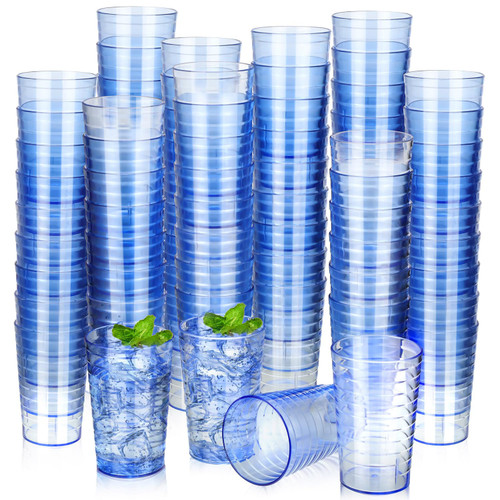 Tanlade 72 Pcs Stackable Plastic Tumbler Cups 8 oz Unbreakable Shatter Proof Drinking Glasses Dishwasher Reusable Plastic Cups for Restaurant Kitchen Party Catering Drinkware Gifts (Royal Blue)