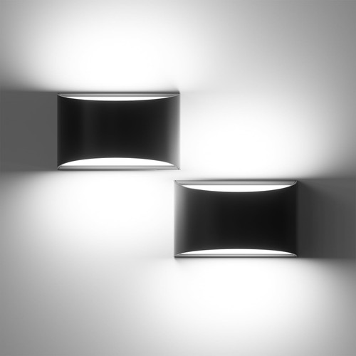 Modern LED Wall Sconce Hardwired 10W Wall Lights Set of 2 Up and Down Cool White Aluminum Wall Mount Light for Living Room Bedroom Hallway Corridor Indoor Outdoor, IP65 Waterproof Black(with G9 Bulbs)