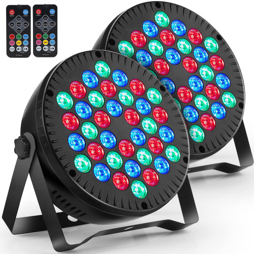 LED Stage Lights 2 Pack, MOSFiATA RGB 36 LED Par Lights Sound Activated DMX Control, 7 Modes Lights with Remote Control Stage Lighting for Party, Events, Festival, Club