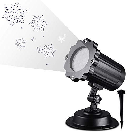 Snowflake Lights Projector, Proodi LED Snowfall Projection Light with Snowstorm Effect for Christmas, Holiday, Party, Garden, Wedding, Indoor Outdoor Decorations - IP65 Waterproof