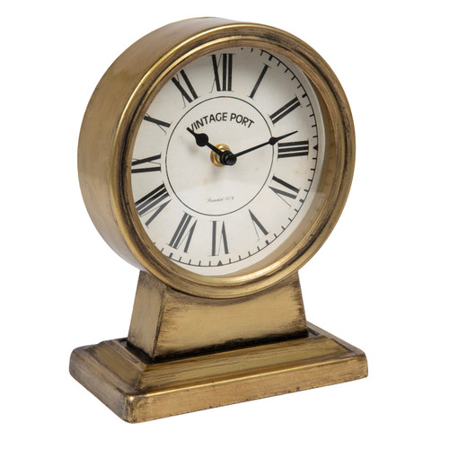 Creative Co-Op Decorative Metal Mantel Clock, Gold Finish
