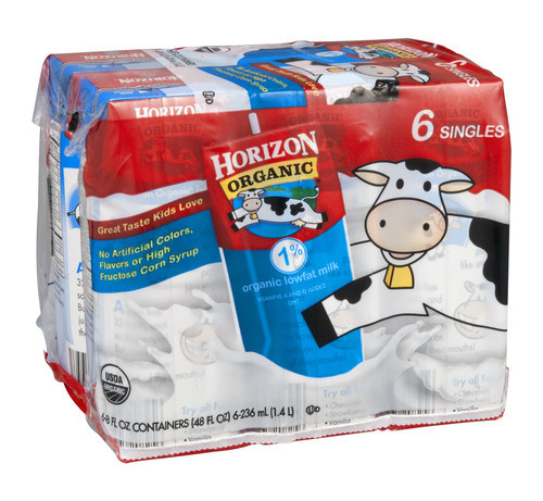 Horizon Organic Dairy Organic Low Fat 1 % Milk - Aseptic - Case of 3 - 6/8 fl oz