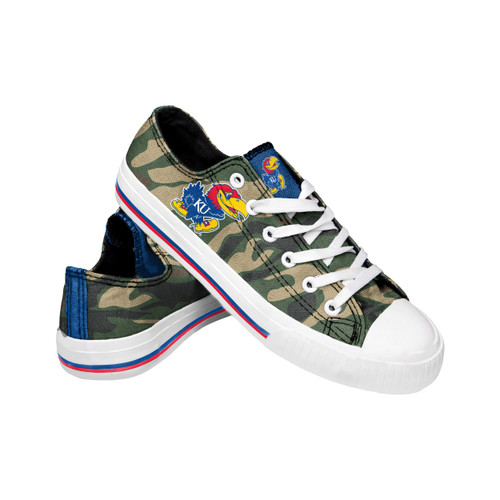FOCO Kansas Jayhawks NCAA Womens Camo Low Top Canvas Shoes - 7