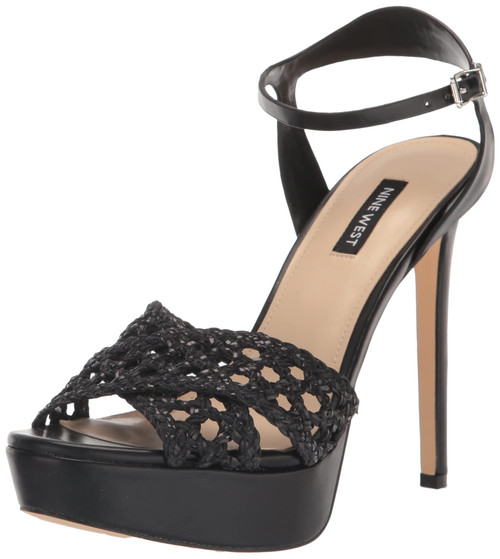 Nine West Women's Grecia Heeled Sandal, Black 001, 7.5