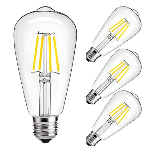 Dimmable Edison LED Bulb, 4W Vintage LED Filament Light Bulb,ST64 4W 4000K(Daylight),Clear Glass Cover,4 Pack Dimmable Edison LED Bulb, 4W Vintage LED Filament Light Bulb,ST64 4W 4000K(Daylight),Clear Glass Cover,4 Pack