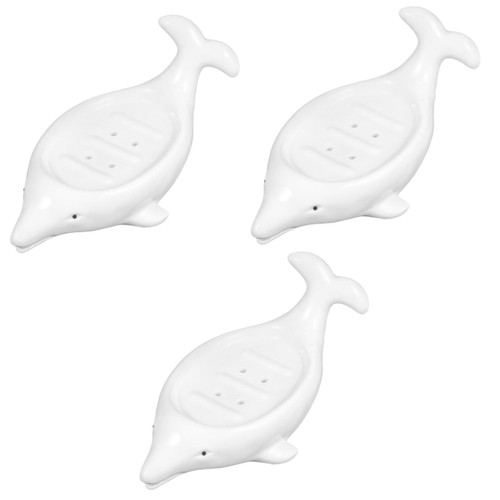 BESTOYARD Soap Dishes for Bar Soap 3pcs Dolphin Ceramic Soap Dish Cute soap Tray Shower Cute draining soap Dish Kids Bath soap Liquid Animal Soap Dish Household Ceramics Shampoo