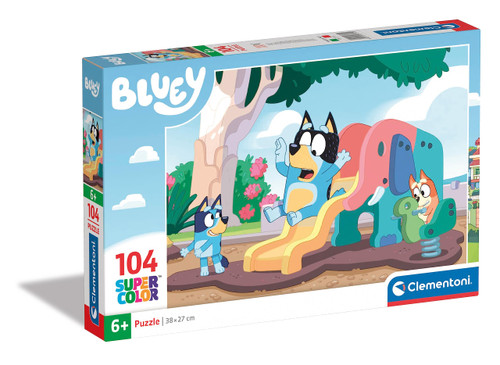 Clementoni 27171 Bluey Supercolor Bluey-104 Pieces-Jigsaw Puzzle for Kids Age 6-Made in Italy, Multi-Coloured