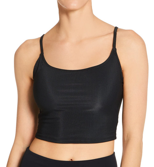 Onzie womens Belle Cami Crop Sports Bra, Black Rib, Small-Medium US