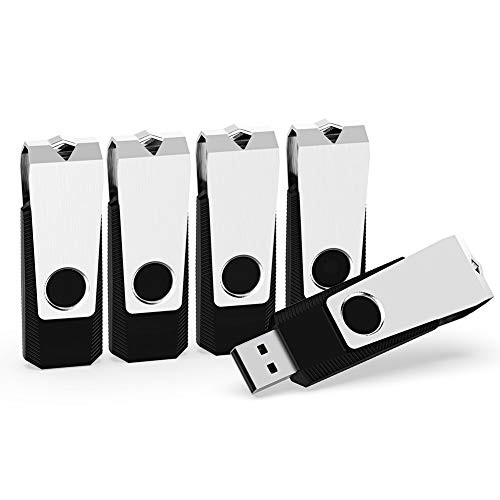 5 Pack 32GB USB 2.0 Flash Drive Memory Stick Swivel Thumb Drives Jump Drives Black
