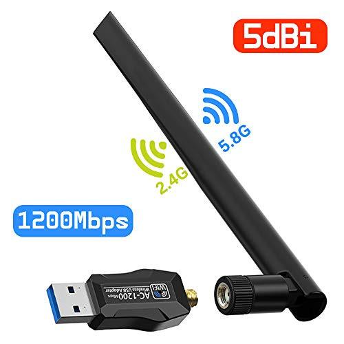 USB Wifi Adapter for Desktop Windows Wifi USB Adapter with AC1200 Mac Wireless USB Adapter for PC with 5dBI, Realtek RTL8812BU Wifi Adapter for Linux, Suppot Mac 10.14.