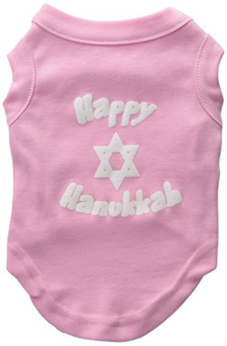 Mirage Pet Products 10-Inch Happy Hanukkah Screen Print Shirts for Pets, Small, Light Pink